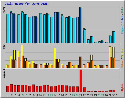 Daily usage for June 2021